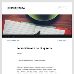 Le vocabulaire de cinq sens