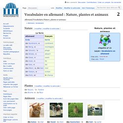 Allemand/Vocabulaire/Nature, plantes et animaux — Wikiversité