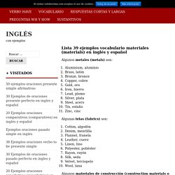Lista 39 ejemplos vocabulario materiales (materials) en inglés y español