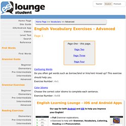 ESL Lounge: Vocabulary - Advanced