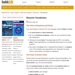 Resume Vocabulary