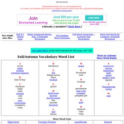 Fall/Autumn Vocabulary Word List