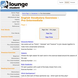 ESL Lounge: Vocabulary - Pre-Intermediate