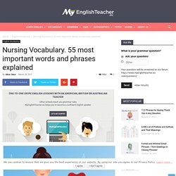 Nursing Vocabulary. 55 most important words and phrases explained - MyEnglishTeacher.eu Blog