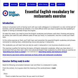 Essential English Restaurant Vocabulary Exercise