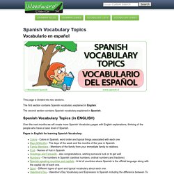 Spanish Vocabulary Notes and Lists - Vocabulario Español by Woodward Spanish