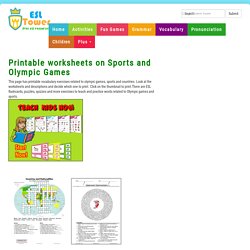 Olympics Games, ESL Vocabulary Worksheets, Printables Exercises, Beijing 2008, Olympic Sports