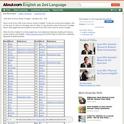 Vocabulary Workshop 1000 Most Common Words in English - Vocabulary for ESL EFL TEFL TOEFL TESL English Learners - Page 2 Numbers 251 - 500