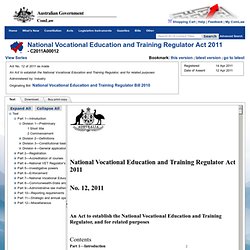 National Vocational Education and Training Regulator Act 2011