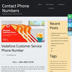 Vodafone Customer Service Phone Number