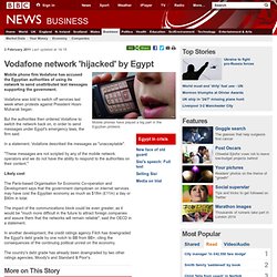Vodafone network 'hijacked' by Egypt
