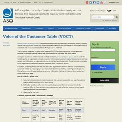 Voice of the Customer Table (VOCT)