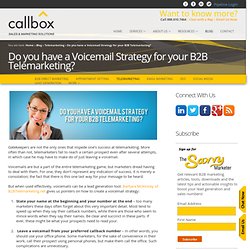 Do you have a Voicemail Strategy for your B2B Telemarketing?