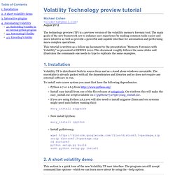 Volatility Technology preview tutorial
