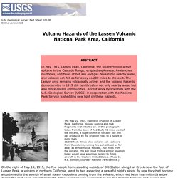 Volcano Hazards of the Lassen Volcanic National Park Area, California