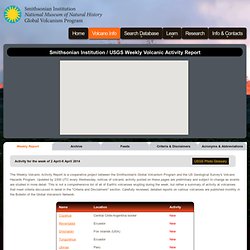 Smithsonian / USGS Weekly Volcanic Activity Report