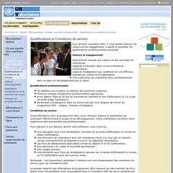 Volontaires des Nations Unies: Qualifications et conditions de service