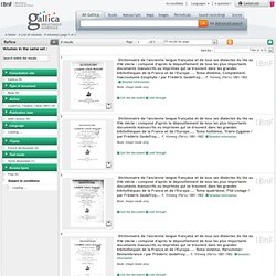 - Volumes du même ensemble éditorial - 9 résultats sur Gallica - Tri par titre
