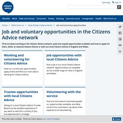 Job and voluntary opportunities in the Citizens Advice network