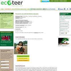 Browse volunteer placements available at low cost from Ecoteer.com