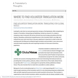 Where to Find Volunteer Translation Work - Global Voices