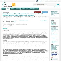Is volunteering a public health intervention? A systematic review and meta-analysis of the health and survival of volunteers