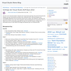 Vorträge der Visual Studio ALM Days 2012 - Visual Studio News-Blog