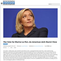 The Vote for Marine Le Pen: An American Anti-Racist View