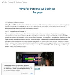 VPN For Personal Or Business Purpose