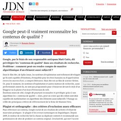 Google peut-il vraiment reconnaître les contenus de qualité ?