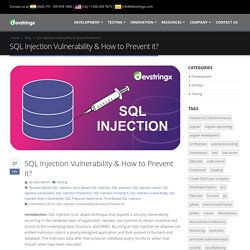 SQL Injection Vulnerability & How to Prevent it?
