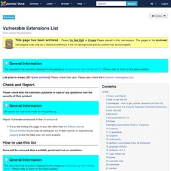 Vulnerable Extensions List