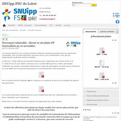 Personnel vulnérable : décret et circulaire FP réactualisés au 10 novembre - SNUipp-FSU du Loiret