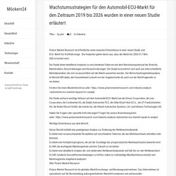 Wachstumsstrategien für den Automobil-ECU-Markt für den Zeitraum 2019 bis 2026 wurden in einer neuen Studie erläutert  – Möckern24