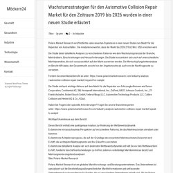Wachstumsstrategien für den Automotive Collision Repair Market für den Zeitraum 2019 bis 2026 wurden in einer neuen Studie erläutert – Möckern24