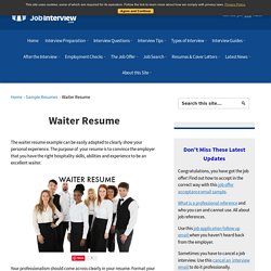 Waiter Resume - sample job-winning resume