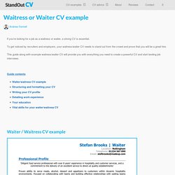 Waitress or Waiter CV example with writing guide and CV template