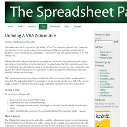Excel Tips From John Walkenbach: Undoing A VBA Subroutine