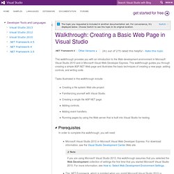 Walkthrough: Creating a Basic Web Page in Visual Studio