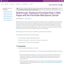 Walkthrough: Displaying Formatted Data in Web Pages with the FormView Web Server Control