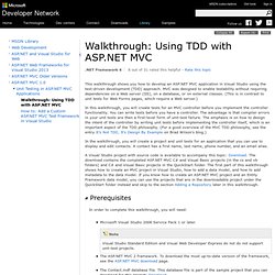 Walkthrough: Using TDD with ASP.NET MVC