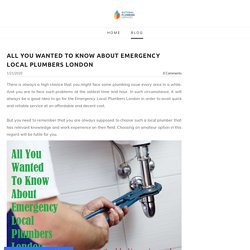 All You Wanted To Know About Emergency Local Plumbers London