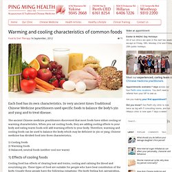 Warming and cooling characteristics of common foods - Ping Ming Health
