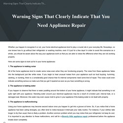 Warning Signs Indicate You Need Appliance Repair