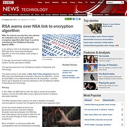 RSA warns over NSA link to encryption algorithm