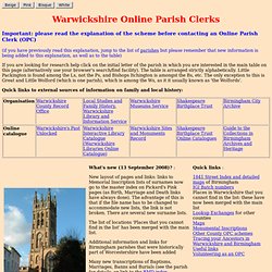 Warwickshire Online Parish Clerks