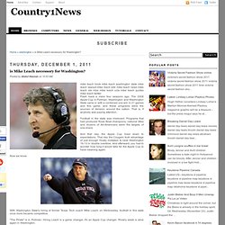 is Mike Leach necessory for Washington?