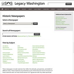 shington Secretary of State - Washington History: Historical Newspapers in Washington