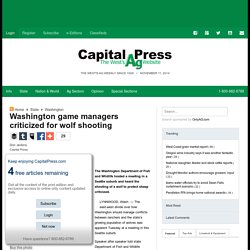 Washington game managers criticized for wolf shooting - Capital Press