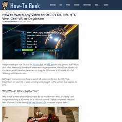 15 mai 2018 - Comment regarder une vidéo sur Oculus Go, Rift, HTC Vive, Gear VR ou Daydream – HOW i